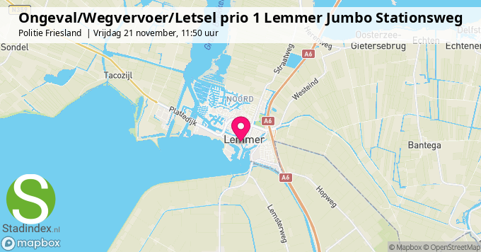 Ongeval/Wegvervoer/Letsel prio 1 Lemmer Jumbo Stationsweg