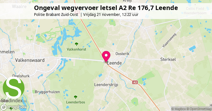 Ongeval wegvervoer letsel A2 Re 176,7 Leende