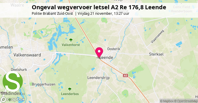 Ongeval wegvervoer letsel A2 Re 176,8 Leende