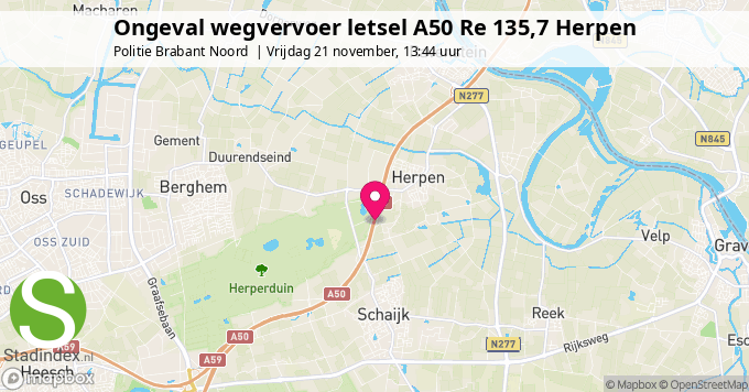 Ongeval wegvervoer letsel A50 Re 135,7 Herpen