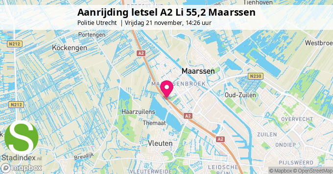 Aanrijding letsel A2 Li 55,2 Maarssen