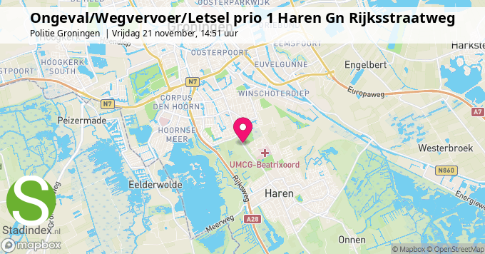 Ongeval/Wegvervoer/Letsel prio 1 Haren Gn Rijksstraatweg