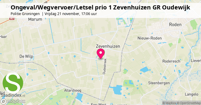 Ongeval/Wegvervoer/Letsel prio 1 Zevenhuizen GR Oudewijk