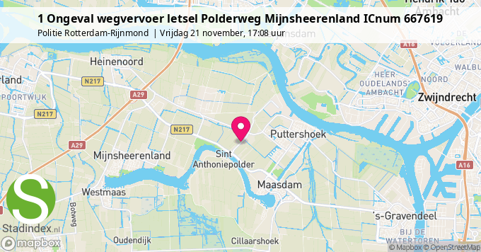 1 Ongeval wegvervoer letsel Polderweg Mijnsheerenland ICnum 667619