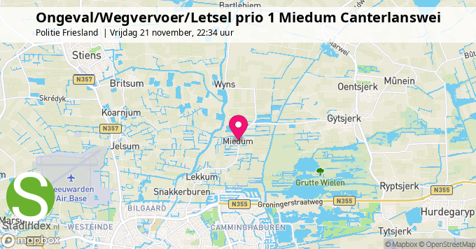 Ongeval/Wegvervoer/Letsel prio 1 Miedum Canterlanswei