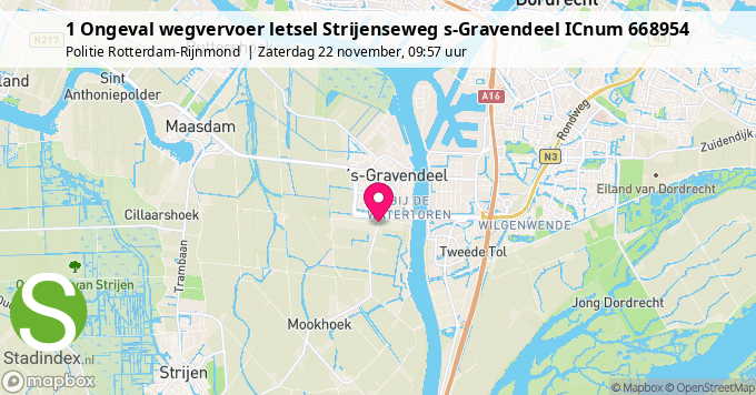 1 Ongeval wegvervoer letsel Strijenseweg s-Gravendeel ICnum 668954