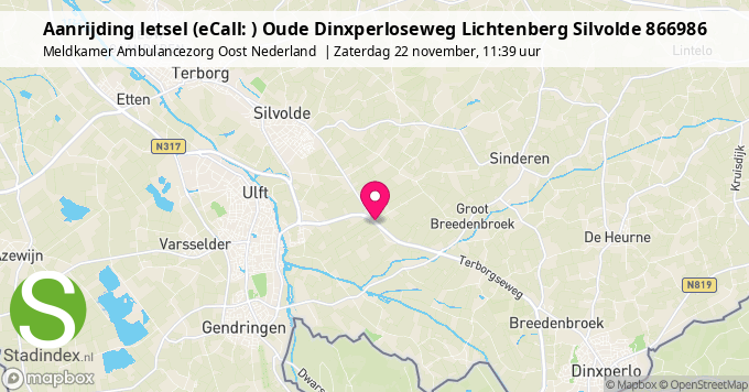 Aanrijding letsel (eCall: ) Oude Dinxperloseweg Lichtenberg Silvolde 866986