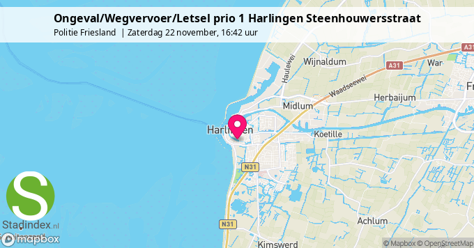 Ongeval/Wegvervoer/Letsel prio 1 Harlingen Steenhouwersstraat