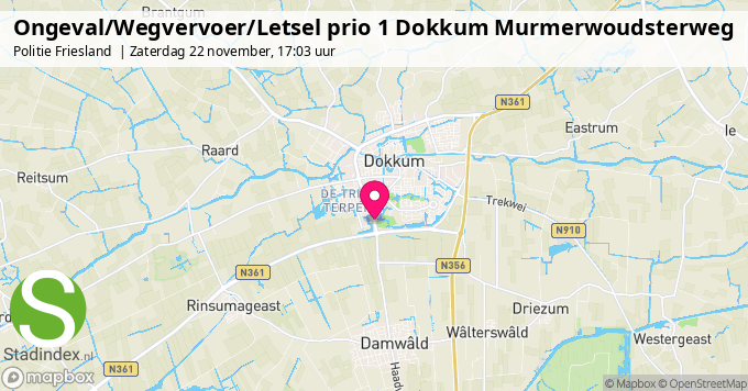 Ongeval/Wegvervoer/Letsel prio 1 Dokkum Murmerwoudsterweg