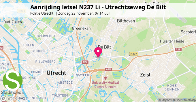 Aanrijding letsel N237 Li - Utrechtseweg De Bilt