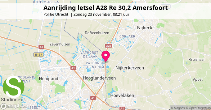 Aanrijding letsel A28 Re 30,2 Amersfoort