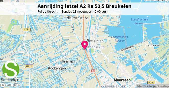Aanrijding letsel A2 Re 50,5 Breukelen