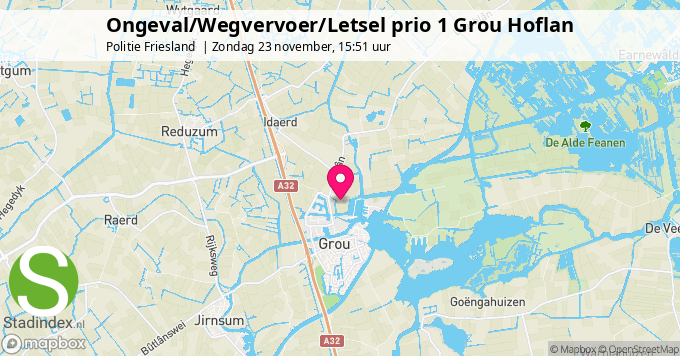 Ongeval/Wegvervoer/Letsel prio 1 Grou Hoflan