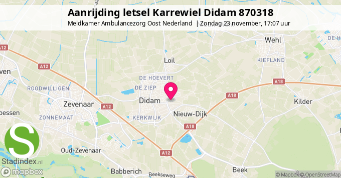 Aanrijding letsel Karrewiel Didam 870318
