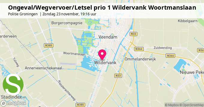 Ongeval/Wegvervoer/Letsel prio 1 Wildervank Woortmanslaan