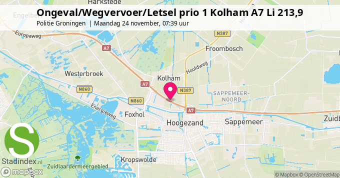 Ongeval/Wegvervoer/Letsel prio 1 Kolham A7 Li 213,9