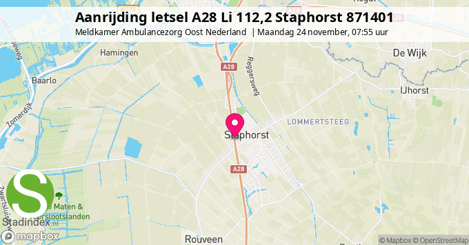 Aanrijding letsel A28 Li 112,2 Staphorst 871401