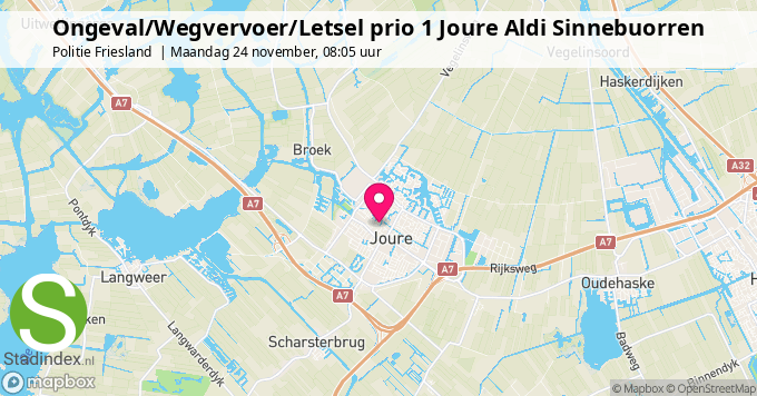 Ongeval/Wegvervoer/Letsel prio 1 Joure Aldi Sinnebuorren