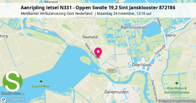 Aanrijding letsel N331 - Oppen Swolle 19,2 Sint Jansklooster 872186