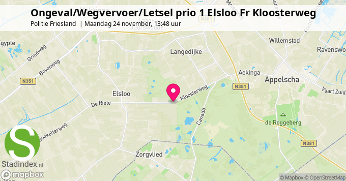 Ongeval/Wegvervoer/Letsel prio 1 Elsloo Fr Kloosterweg
