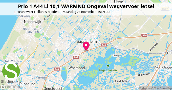 Prio 1 A44 Li 10,1 WARMND Ongeval wegvervoer letsel