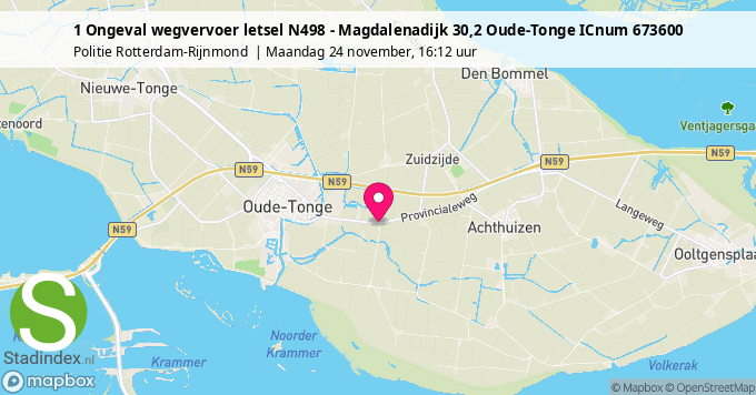 1 Ongeval wegvervoer letsel N498 - Magdalenadijk 30,2 Oude-Tonge ICnum 673600
