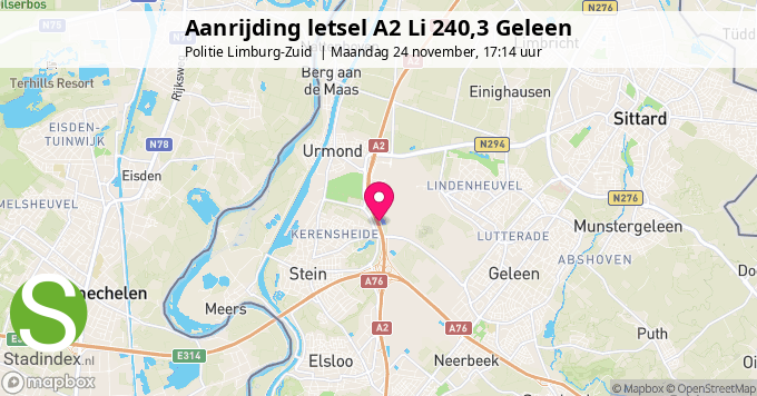 Aanrijding letsel A2 Li 240,3 Geleen