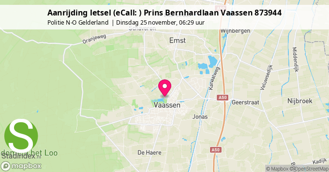 Aanrijding letsel (eCall: ) Prins Bernhardlaan Vaassen 873944