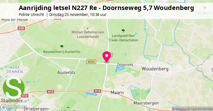 Aanrijding letsel N227 Re - Doornseweg 5,7 Woudenberg