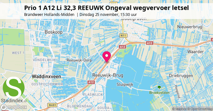 Prio 1 A12 Li 32,3 REEUWK Ongeval wegvervoer letsel