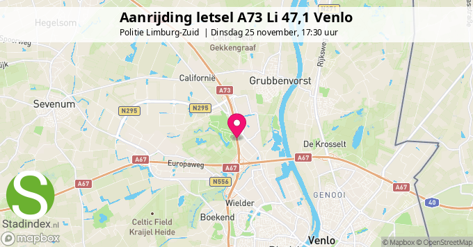 Aanrijding letsel A73 Li 47,1 Venlo
