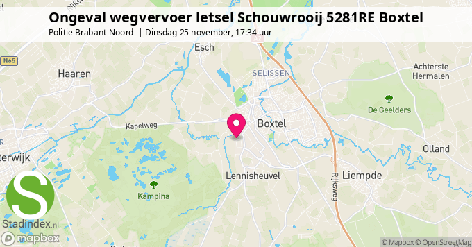 Ongeval wegvervoer letsel Schouwrooij 5281RE Boxtel