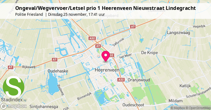 Ongeval/Wegvervoer/Letsel prio 1 Heerenveen Nieuwstraat Lindegracht