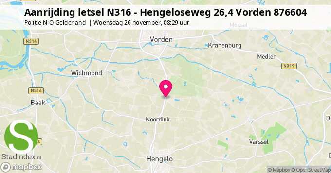 Aanrijding letsel N316 - Hengeloseweg 26,4 Vorden 876604