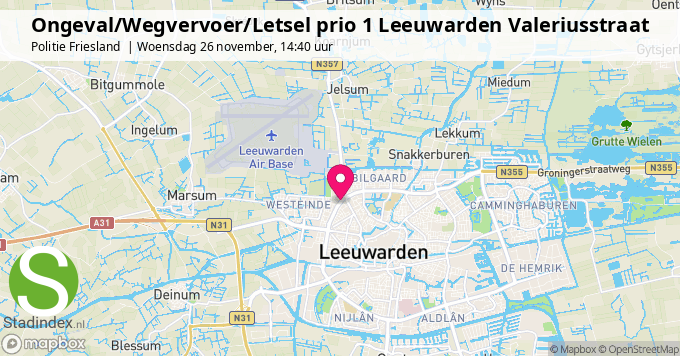 Ongeval/Wegvervoer/Letsel prio 1 Leeuwarden Valeriusstraat