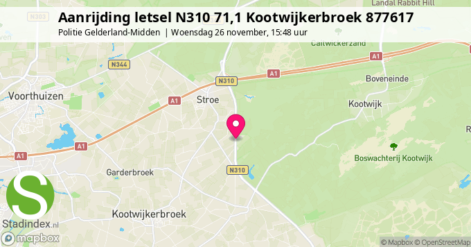 Aanrijding letsel N310 71,1 Kootwijkerbroek 877617
