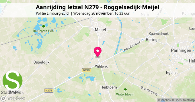 Aanrijding letsel N279 - Roggelsedijk Meijel