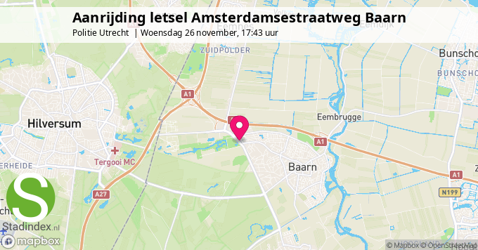 Aanrijding letsel Amsterdamsestraatweg Baarn