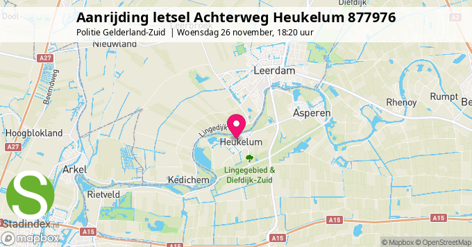 Aanrijding letsel Achterweg Heukelum 877976