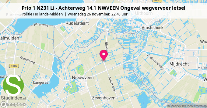 Prio 1 N231 Li - Achterweg 14,1 NWVEEN Ongeval wegvervoer letsel
