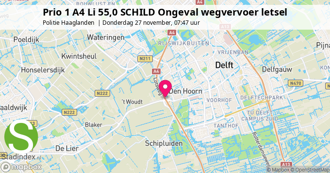 Prio 1 A4 Li 55,0 SCHILD Ongeval wegvervoer letsel