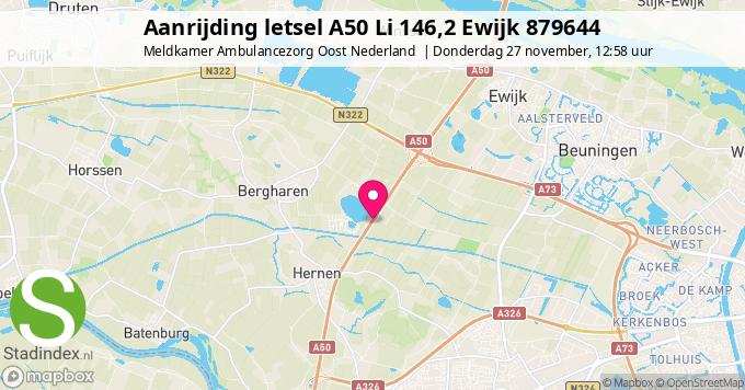 Aanrijding letsel A50 Li 146,2 Ewijk 879644