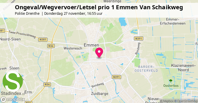 Ongeval/Wegvervoer/Letsel prio 1 Emmen Van Schaikweg