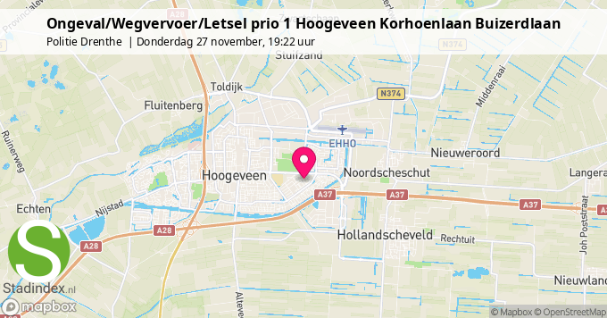 Ongeval/Wegvervoer/Letsel prio 1 Hoogeveen Korhoenlaan Buizerdlaan