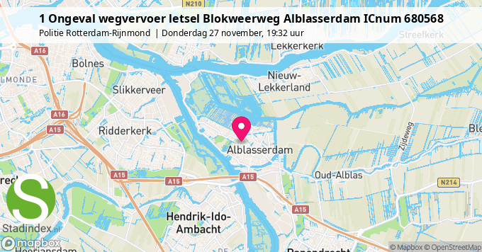 1 Ongeval wegvervoer letsel Blokweerweg Alblasserdam ICnum 680568