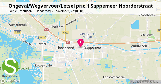 Ongeval/Wegvervoer/Letsel prio 1 Sappemeer Noorderstraat