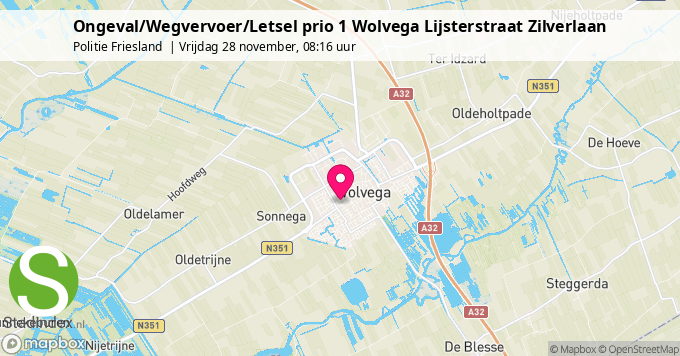 Ongeval/Wegvervoer/Letsel prio 1 Wolvega Lijsterstraat Zilverlaan