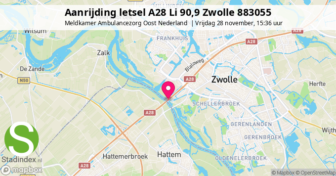 Aanrijding letsel A28 Li 90,9 Zwolle 883055
