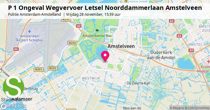 P 1 Ongeval Wegvervoer Letsel Noorddammerlaan Amstelveen