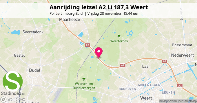Aanrijding letsel A2 Li 187,3 Weert